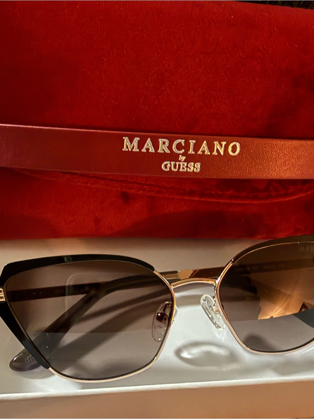 Guess by Marciano  Black and Gold Cat-Eye Sunglasses
